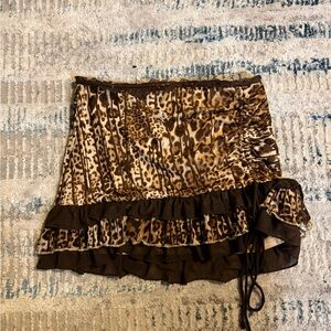 Superdown Animal Print Ruffle Mini Skirt
